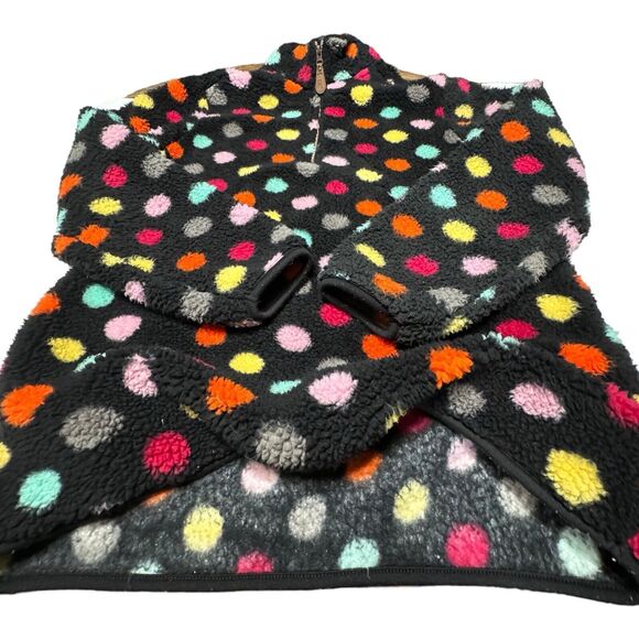 Girlie Girl CC Sherpa Pullover Jacket 1/4 Zip Up Black Polka Dot Size‎ Small - Picture 5 of 11